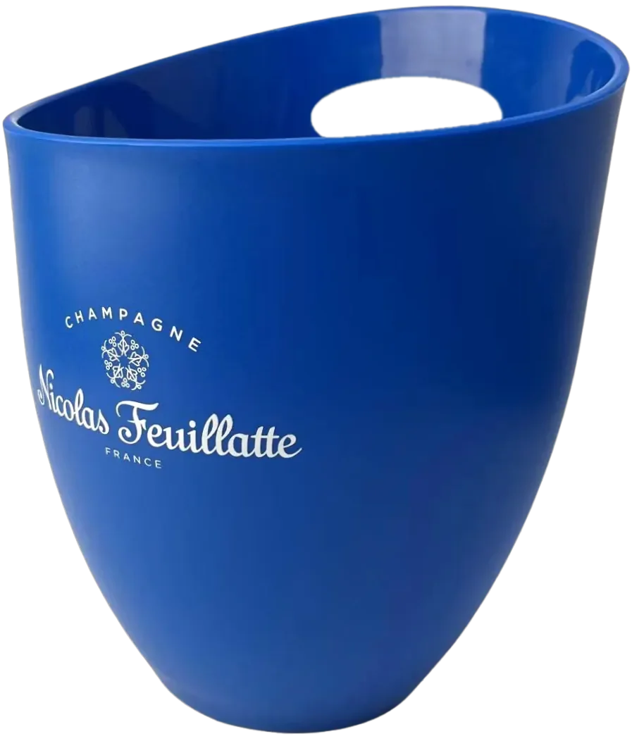 Blue Nicolas Feuillatte champagne ice bucket made for the Cirque du Soleil lounges